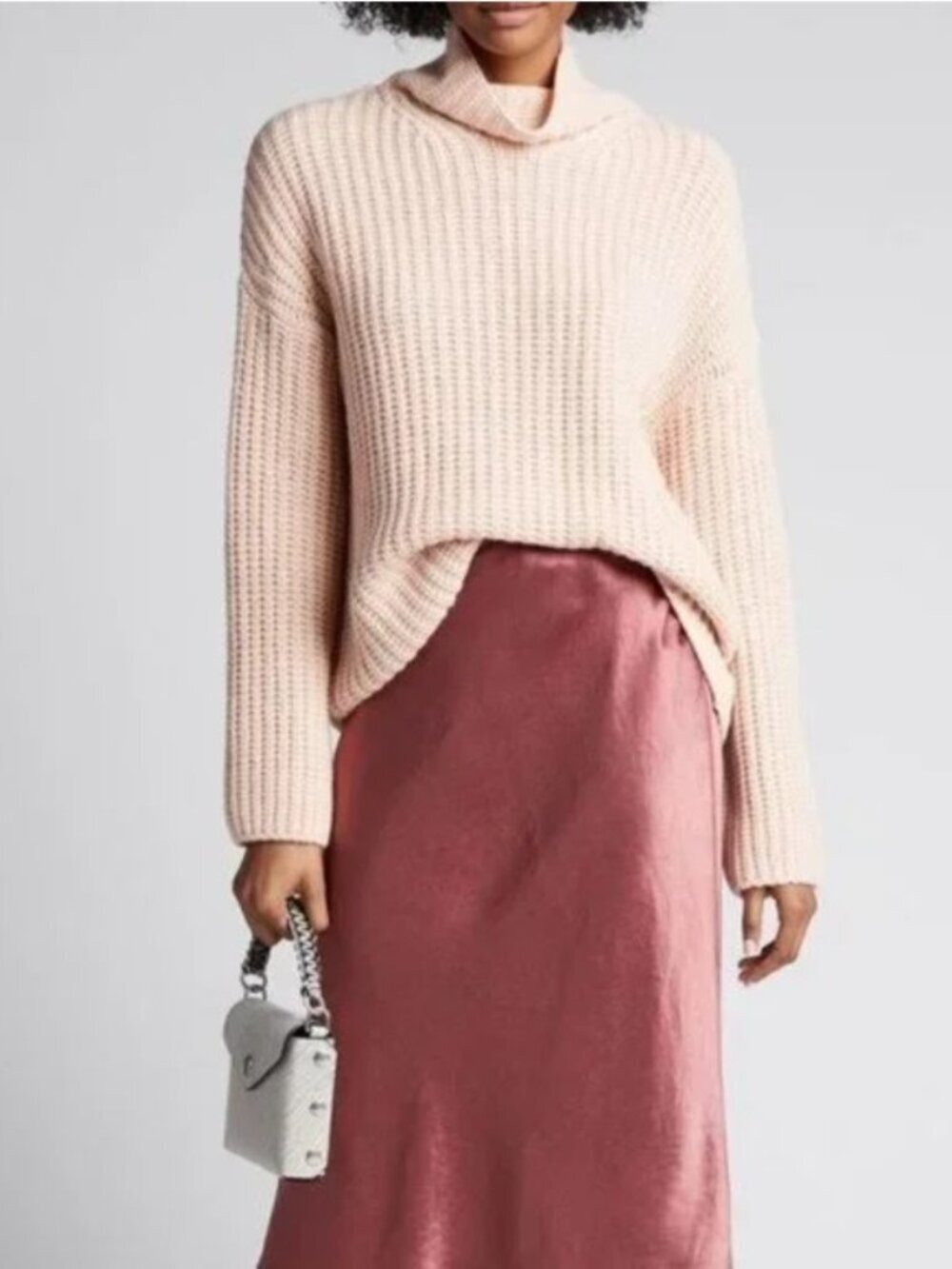 Vince Lofty Ribbed Chunky Knit Wool Cashmere Turtleneck Sweater Sz Medium